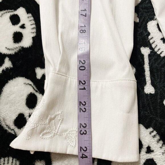 CONRAD C Off-white floral embroidered button-down shirt ~ LARGE XL 1X blouse - Picture 9 of 11